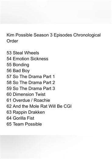 Kim Possible Episodes Chronological Order
