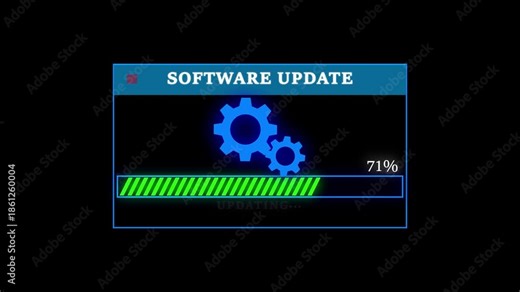Futuristic progress loading software update percent on black Background. software update with a progress bar and a gear icon on its screen. system optimization concept.
