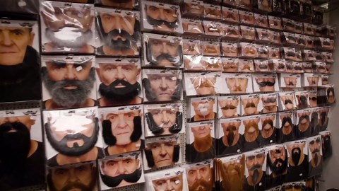 Mustaches Self Adhesive Fake Mustache, Novelty, Realistic Fu Manchu False Facial Hair, Costume Accessory for Adults, Black Color