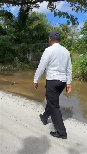 Marvin Camarcho and Deon Rolle spot the drain in the jungle corner that needs cleaning. 15 October 2025 | Fred Mitchell - Minute By Minute