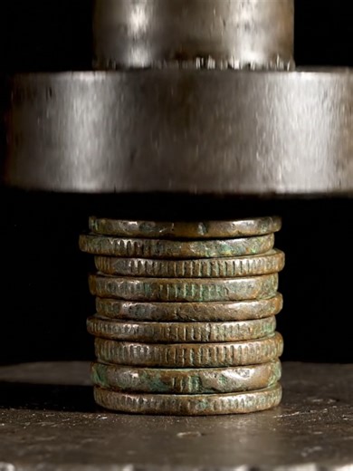 Ancient Coin Stack #hydraulic #hydraulicpress #coinstack #asmrvideo #usa