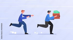2d animation of a man chasing thief who stole money, wallet