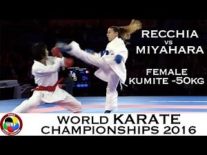 FINAL. Female Kumite -50kg. RECCHIA (FRA) vs MIYAHARA (JPN). 2016 World Karate Championships