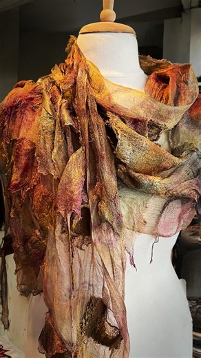 Nuno Felt Shawl Silk Wool Scarf | Hand Dyed Art Shawl | Rustic Earth Tones Wearable Fiber Art - Etsy