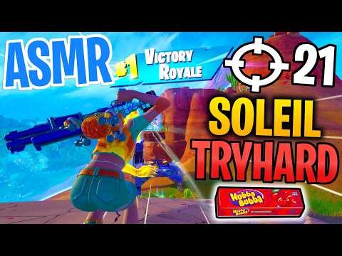 ASMR Gaming 😴 Fortnite Soleil Skin Tryhard Win! Gum Chewing 🎮🎧 Controller Sounds + Whispering 💤