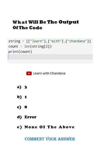 Python Quiz | Learn with Chandana | #python #learnwithchandana