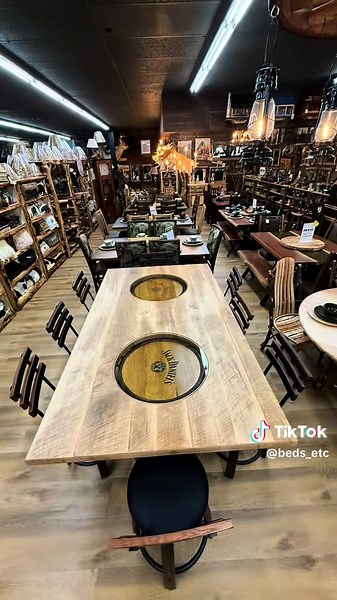 Get this bad boy while it’s still here. Jack Daniel’s Barrel dining table and 8 barrel chairs.