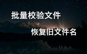 [工具软件]批量校验文件,恢复旧文件名