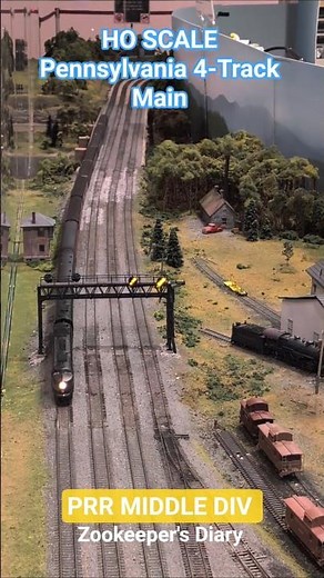 HUGE HO scale model train layout PRR Pennsylvania #railroad 4 track mainline w vintage streamliner