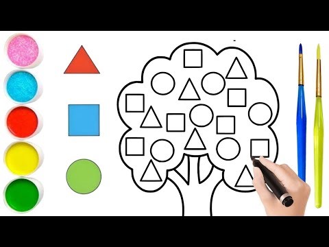 Shape Tree 🌳 Drawing and Coloring | Coloring and Painting for Kids & Toddlers | How to Draw