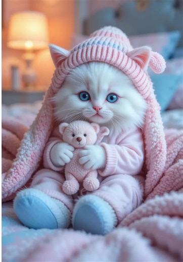 A Day in the Life of a Cute Fluffy White Kitten