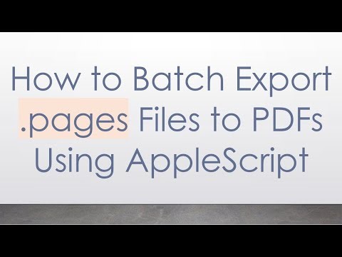 How to Batch Export .pages Files to PDFs Using AppleScript