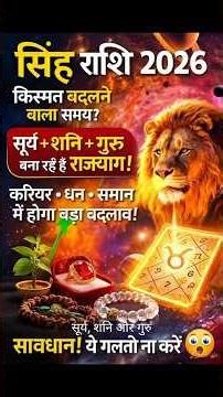 सिंह राशि सूर्य + शनि + गुरु का राजयोग | करियर, धन, सम्मान में बड़ा बदलाव ! 😱
