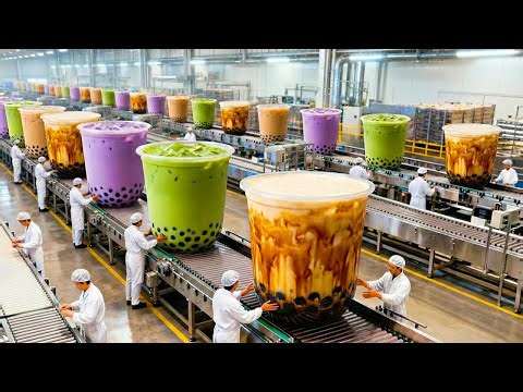 Inside a Bubble Tea Manufacturing Line: From Raw Materials to Giant Finished Drinks (Full Tour)