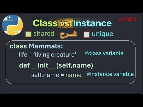 py7@3 الفرق بين Class Variables و Instance Variables في بايثون شرح مبسط للمبتدئين