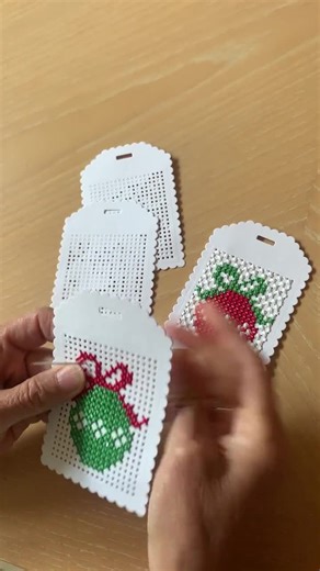 Cross Stitched Christmas Tags: Handmade Snowflake Gift Embellishments - Etsy