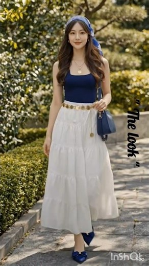 Classy Summer Outfit 💙 | Navy Tank Top + White Tiered Maxi Skirt Look | Aesthetic Girl Outfit Ideas