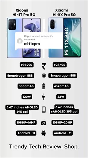 Replying to @shati.sultana2 Xiaomi Mi 11T Pro 5G -- Xiaomi Mi 11X Pro 5G Detailed Comparison সাপোর্ট করলে সাপোর্ট পাবেন ইনশাআল্লাহ 🥰❤️😎🌸🤟