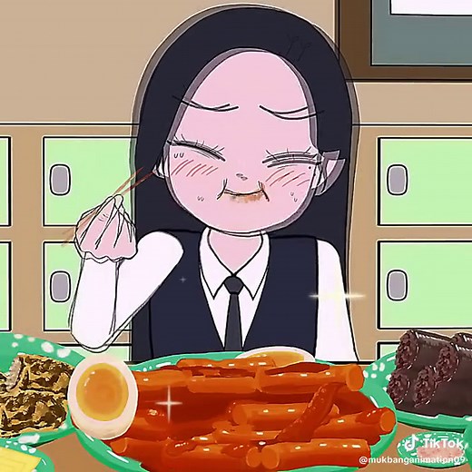 Sneaky Tteokbokki Mukbang in Class Animation ASMR
