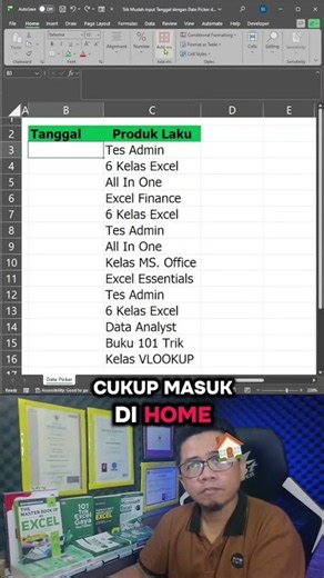 Trik Input Tanggal Otomatis pakai Date Picker di Excel #datepicker #excel #exceltips #exceltutorial