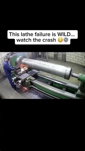 ⚠️ INSANE Industrial Lathe CRASH Smashes Down FAST 😳⚙️ #workfails