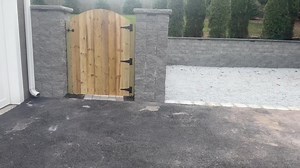 created a new parking area with new walls and pillars, new gate , belgium block, new driveway, Flagstone slapsteps with full color, Flagstone landings, new boxwood, hedges everything on this project blends really nicely # flagstone#masonry#belgiumlock#belgard#fyp#masonry#chestercounty#phoenixville | D'Antonio Landscaping