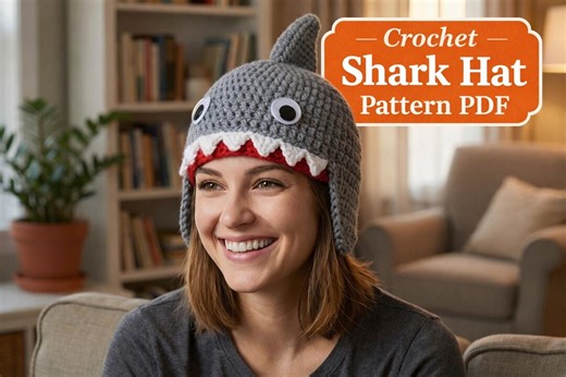 Crochet Shark Hat Pattern PDF, Funny Animal Hat, Baby to Adult Sizes, Easy Crochet Tutorial, Kids Shark Beanie, Kids Shark Costume Hat - Etsy