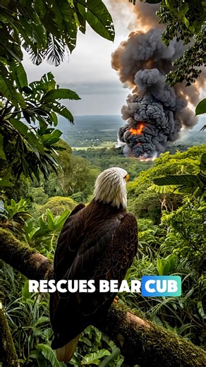 Shocking: Brave Eagle Saves Bear Cub from Wildfire, Defying the Odds to Reunite It with Its Mother - Full video in comments! | Hornby Eagles