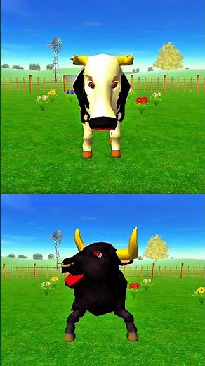 Bull vs cow 🔥 Incredible fight🎮 #el_pollito_pìo_3d #shorts#dance #la_vaca_lola #toro #animals #viral