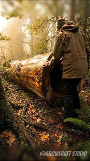 I Found a Giant Fallen Tree… And Turned It Into a Hidden Forest Shelter | ASMR