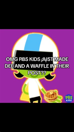 DEE HOLDING A WAFFLE IS SO CUTE!!💚💙💛🤍🖤 #dee #pbskids #waffle #art #pbskidsmascot