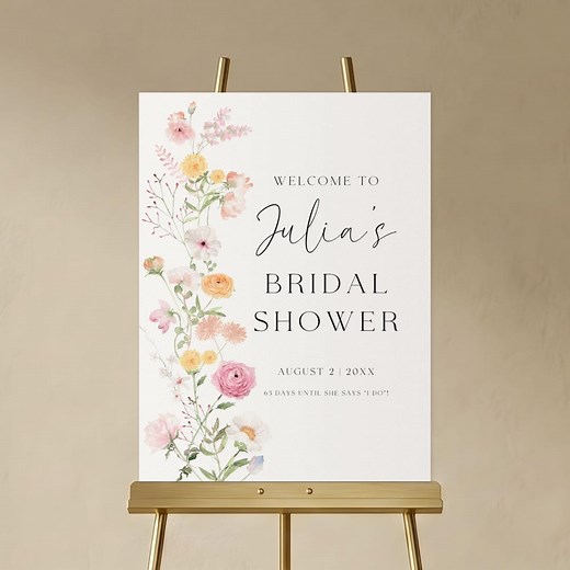 Wildflower Bridal Shower Welcome Sign: Editable Floral Template - Etsy