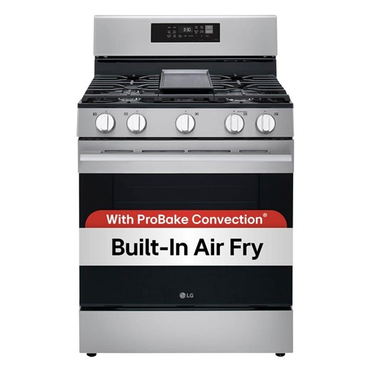 LG 30 in., 6.3 cu. ft. Smart ProBake Convection 5-Burner Gas Single Oven Range w/ Air Fry and Easy Clean in Stainless Steel LRGN6323Y - The Home Depot