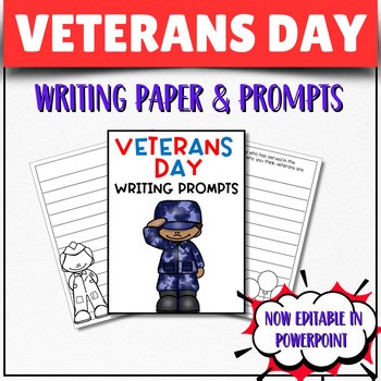 Veterans Day Writing Prompts | Editable Reflection & Gratitude Activities