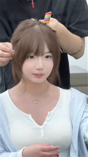 Korean Layered Haircut 💇‍♀️ Smooth & Silky Hair Transformation 😍#youtubeshorts