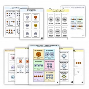 Coin Recognition Worksheets for Preschool (pre-k) — Printable Worksheets: Match, Sort, Color-by-coin (penny, Nickel, Dime) - Etsy UK