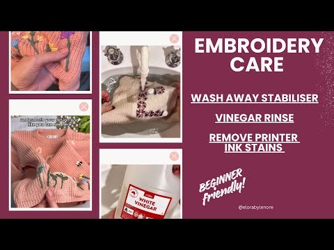 WASHING away stick and stitch stabiliser, vinegar rinse and remove printer ink stains instructions