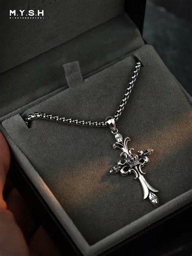 MYSH S925 Crowned Cross Necklace | Sterling Silver Men’s Pendant 👑✝️ #mensjewelry