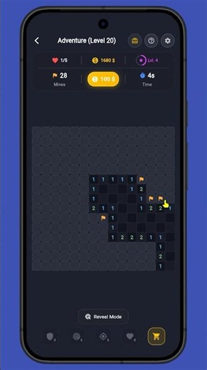 Minesweeper Gameplay • Adventure Level 20 (Dark) [Defeat] 💥 #puzzle #minesweeper #retrogaming
