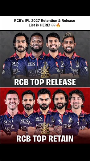 RCB's IPL 2027 Retention & Release List is HERE! 👀🔥#cricket #shotrs #ipl2027 #rcb