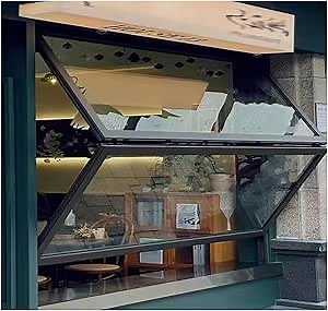 Concession Window, Aluminum Alloy Food Truck Service Window Up to 80°, Flush Mount Sliding Windows with Tempered Glass for Business Kitchen(105x100cm)