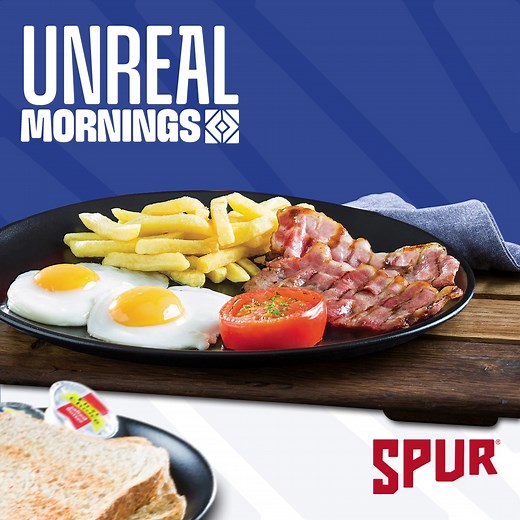 Kickstart your morning with the Unreal Breakfast® at #OregonSpur. 🍳🥓 A perfect start to your day for R62.90. ☕🔥 #SpurBreakfast #TasteForLife #SpurFlavour 🔴Ts&Cs Apply: Breakfast is served until 11am. | | Oregon Spur Steak Ranch