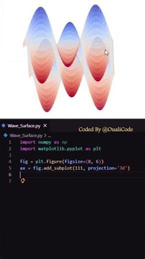 Draw a 3D Wave Surface in 10 sec with Python #python #programming #coding