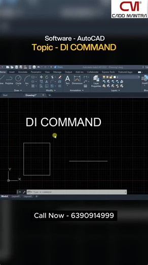 Cadd Mantra on Instagram: "AutoCAD – DI COMMAND Learn how to use the DI (Distance) Command in AutoCAD to measure exact distance, length, and angle between two points in your drawing. A must-know tool for civil engineers, architects, interior designers & CAD professionals to ensure accurate planning and execution. Improve your drafting accuracy and speed with essential AutoCAD commands. 📞 Call Now: 6390914999 #AutoCAD #DICommand #DistanceCommand #CADLearning #CivilEngineer"