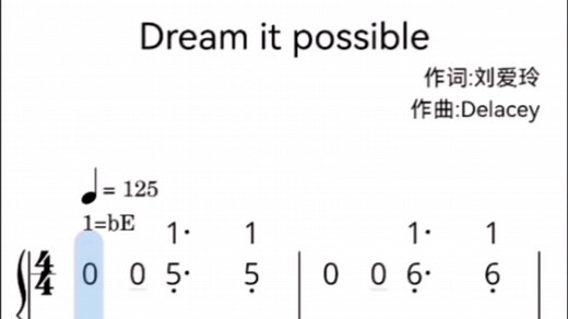 《Dream it possible》简谱