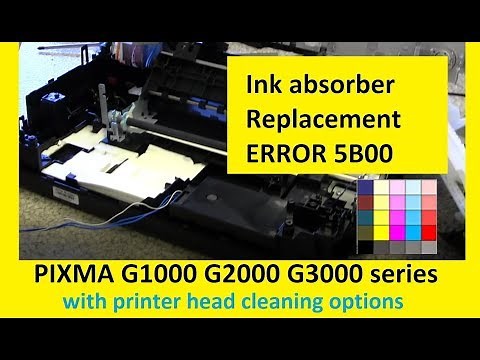 PIXMA G1000, G2000, G3000 Print head cleaning, Error 5B00, Replace Ink Absorbers, Service Mo