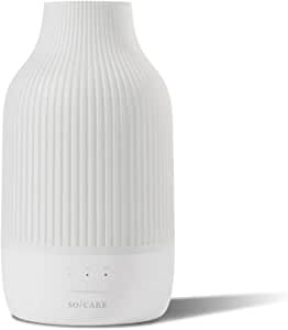 SOICARE Cordless Rechargeable Diffuser, Battery Operated Mini Portable Wireless Diffuser for Essential Oils, 80ML Small USB Essential Oil Diffuser with Warm Light (White)