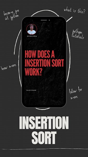 Code and Debug on Instagram: "Understand how an insertion sort works!! #datastructuresandalgorithms #sorting #python #dsa"