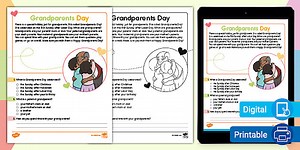 First Grade Grandparents Day Reading Passage Comprehension Worksheet