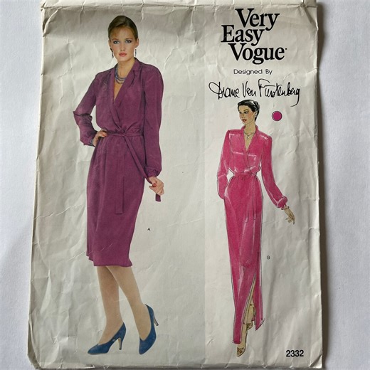 Vintage 80s Vogue Sewing Pattern: Diane Von Furstenberg Wrap Dress, Size 14 - Etsy Canada